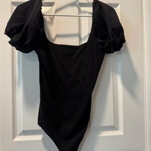 Elegant Black Puff Sleeve Women's Top